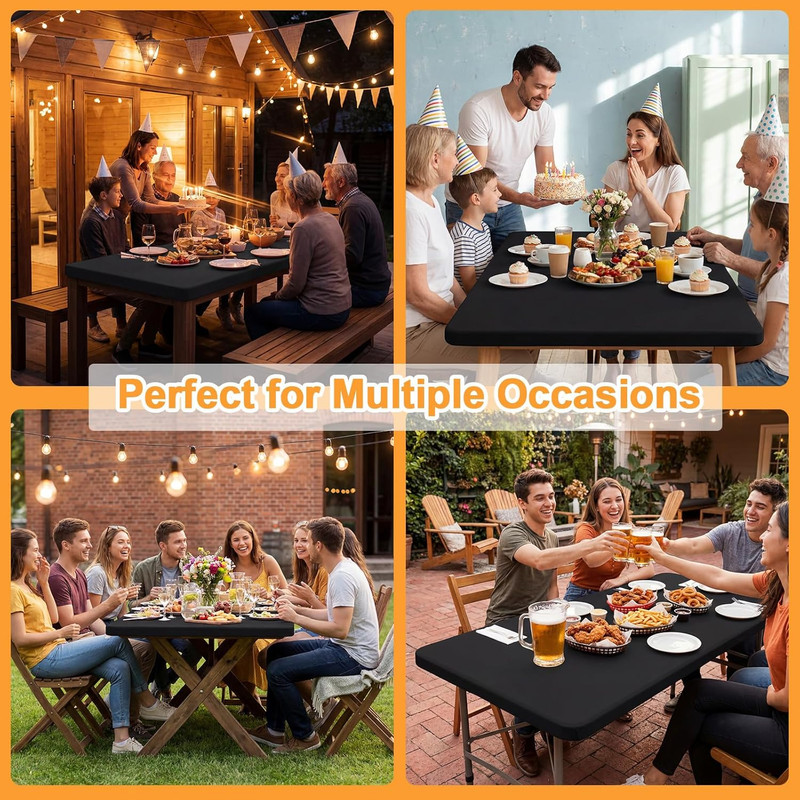 2 Pack Rectangle Fitted Table Covers for 6 Foot Tables – 30" X 72" Stretchy Span gallery