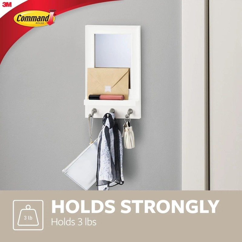 Command Mirror Organizer with 3 Key Hooks and Small Ledge Holds up to 2 lb gallery