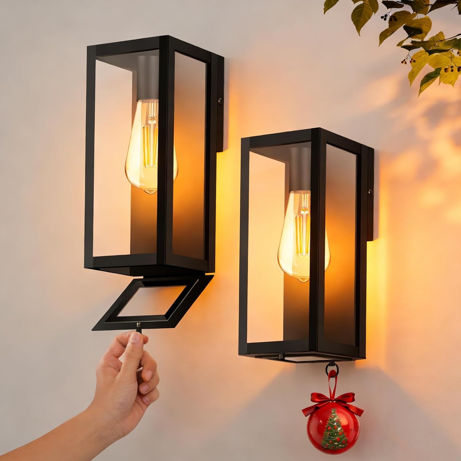 Modern Outdoor Light Fixture with Closed Bottom E26 Socket & Glass Shade 2pck gallery