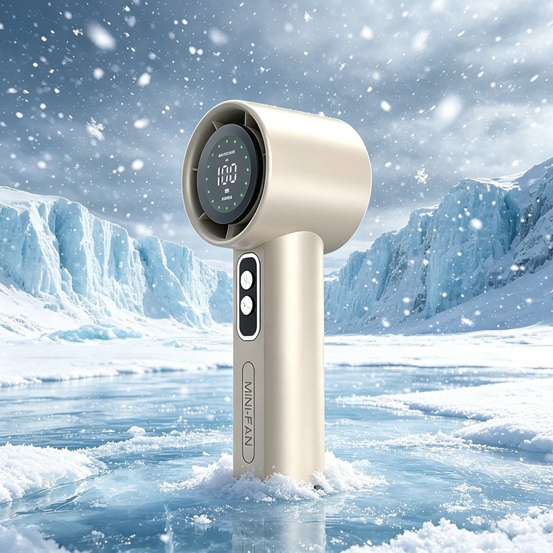 Stepless Speed Handheld Fan, LED Display USB Rechargeable for Office Travel gallery
