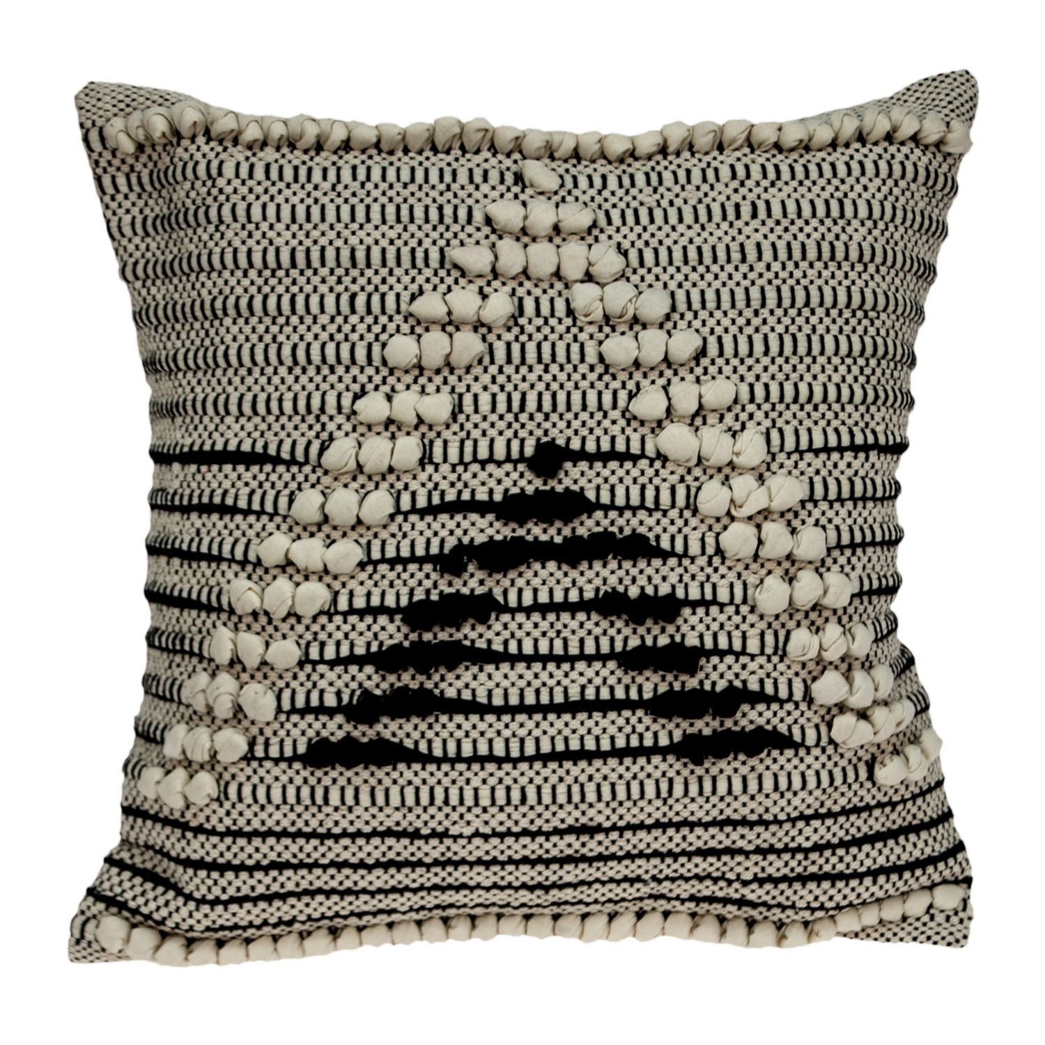 Parkland Collection Janice Beige and Black Bohemian 18" x 18" Throw Pillow gallery