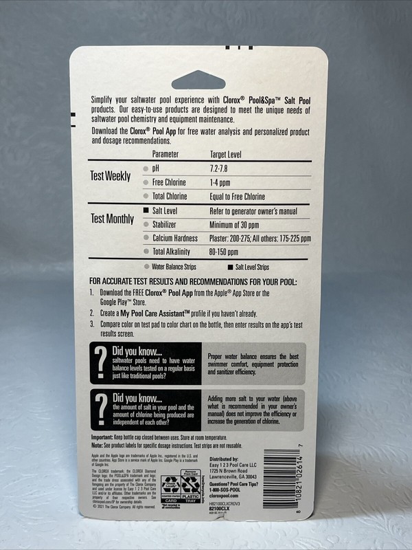 Salt Pool Test Strips Clorox Exp 03/26 gallery