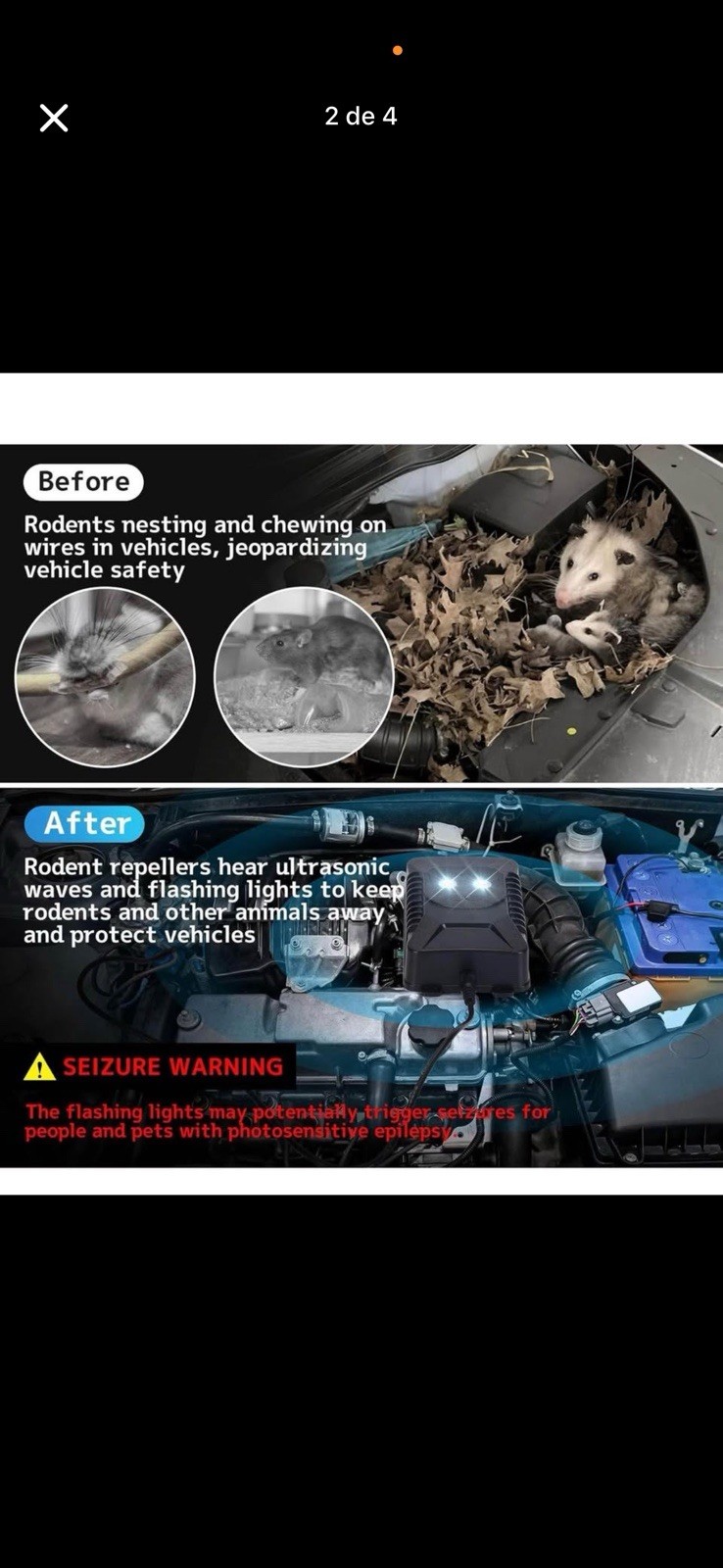 2PACK Ultrasonic Rodent Chaser Rechargeable Animal Repeller Pest Control Device gallery