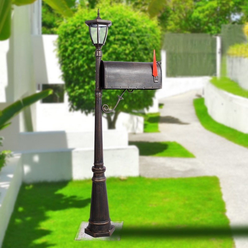 Curbside Mailbox Post Light Combination Kit Stratford Mail Box Cast Aluminum gallery