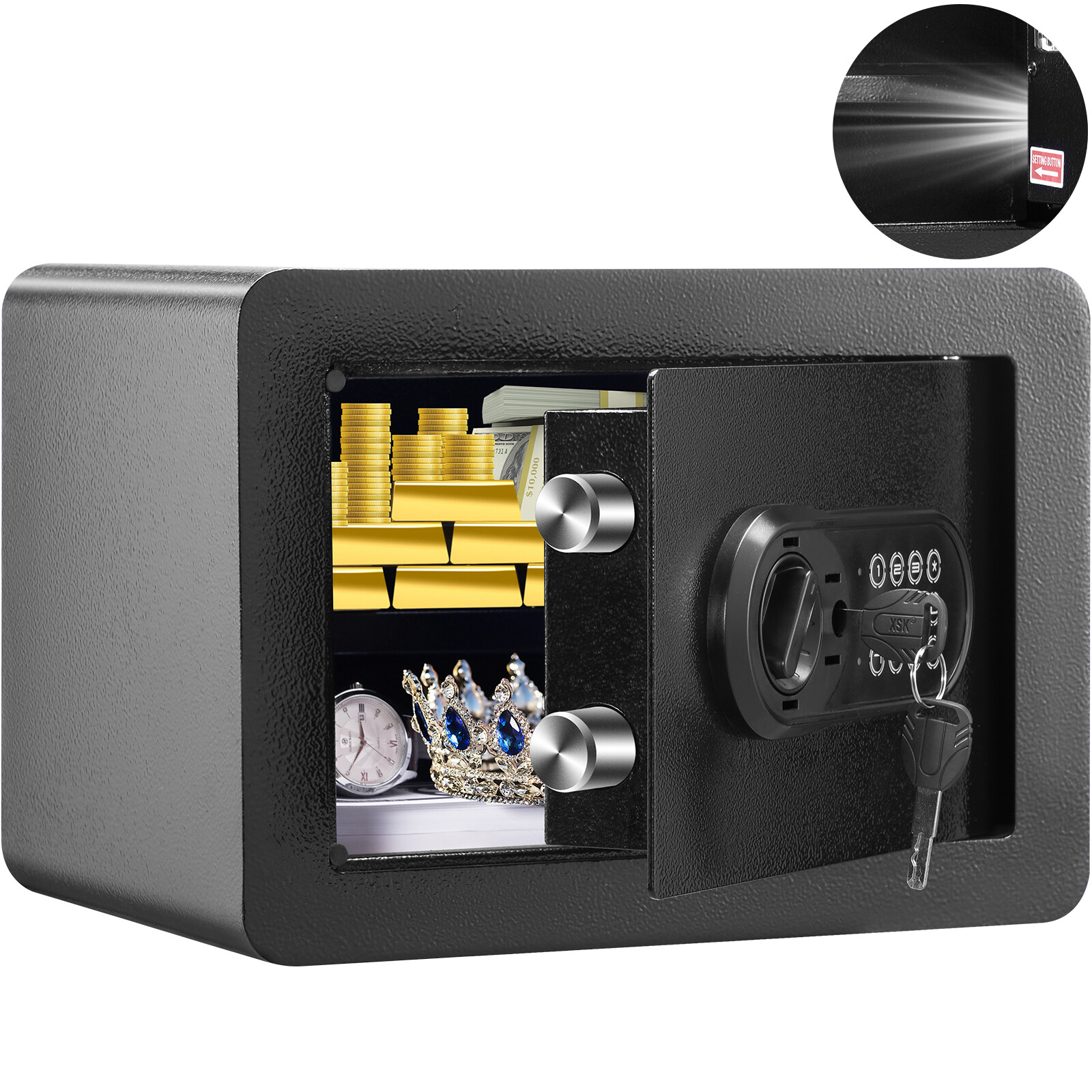 VEVOR Safe 0.5 Cubic Feet Home Safe Steel for Cash Gold 13.8 x 9.8 x 9.8 inch gallery