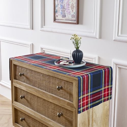 Linen Plaid Table Runner 48 Inches - 100% Pure Linen 14 x 48 Inch Black gallery