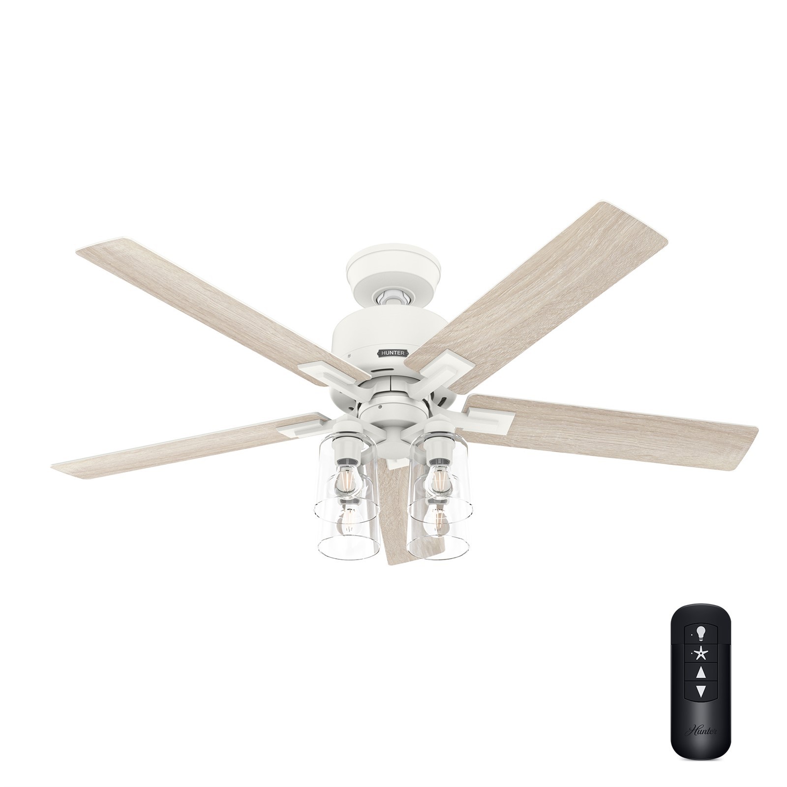 Hunter Fan 52 inch Matte White Indoor Ceiling Fan with Light and Remote gallery
