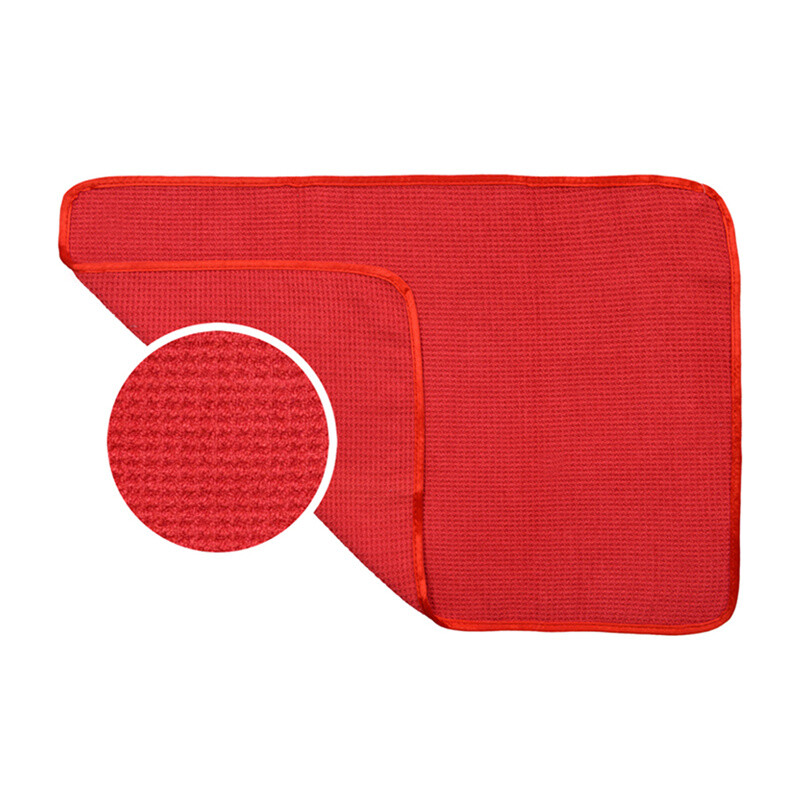 3 Pcs Waffle Weave Glass & Window Microfiber Towel, Red (24" x 16") gallery