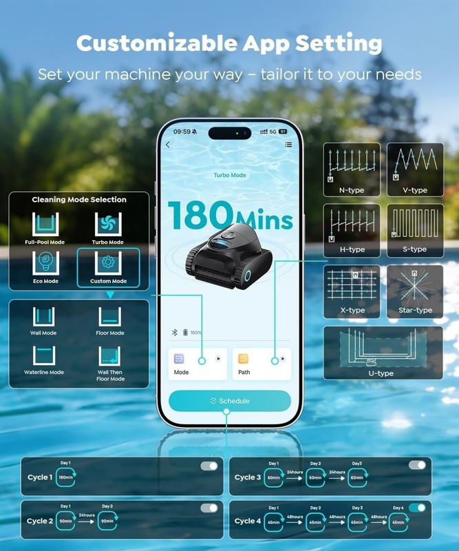 C1 Robotic Pool Cleaner with 180 Mins, Pool Vacuum for Inground Ground Pools up gallery