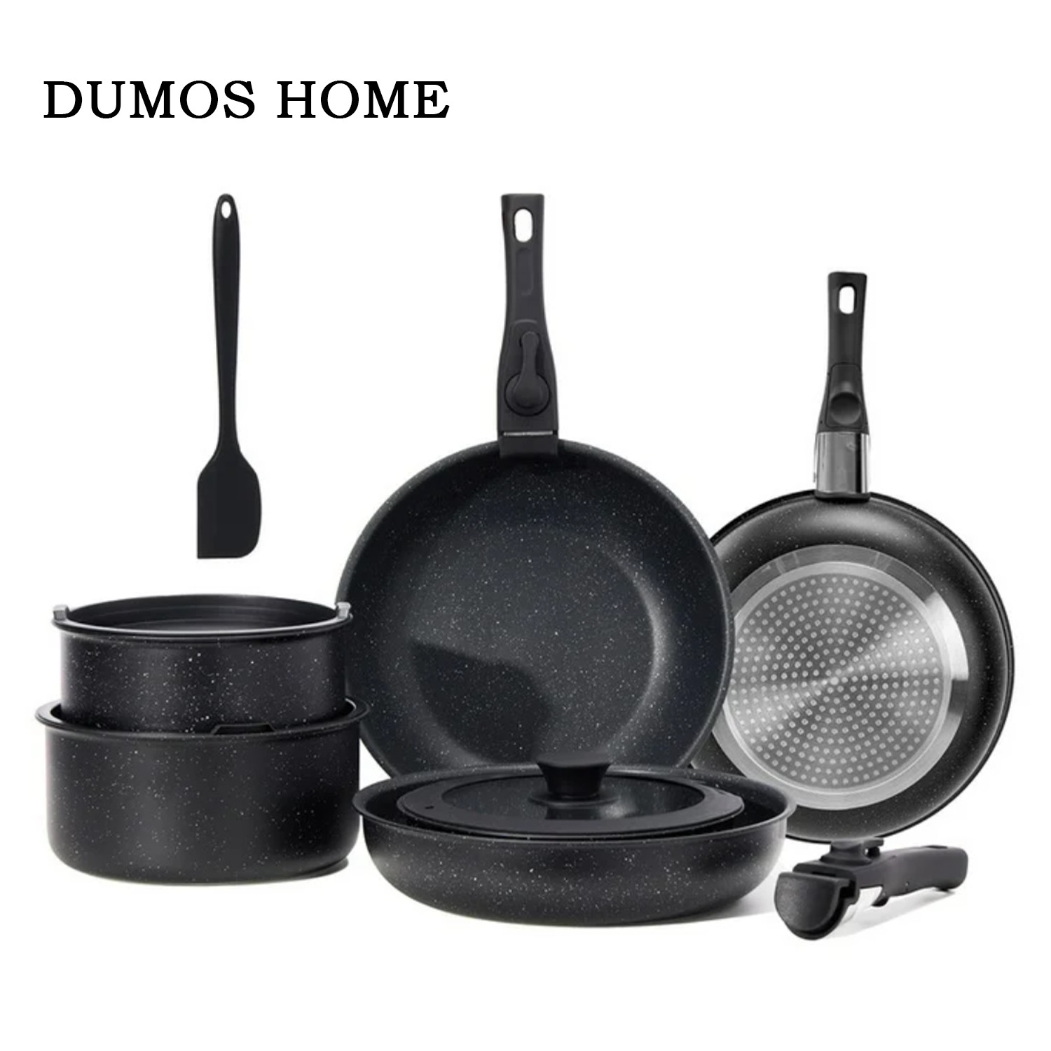 DUMOS HOME 12Pcs Non-Stick Cookware Set,Pots and Pans Set,with Detachable Handle gallery