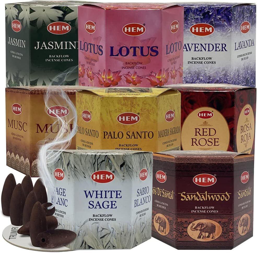 HEM 40 - 320pcs Large Extended Long Burn Backflow Incense Cones Floral BackFlow gallery
