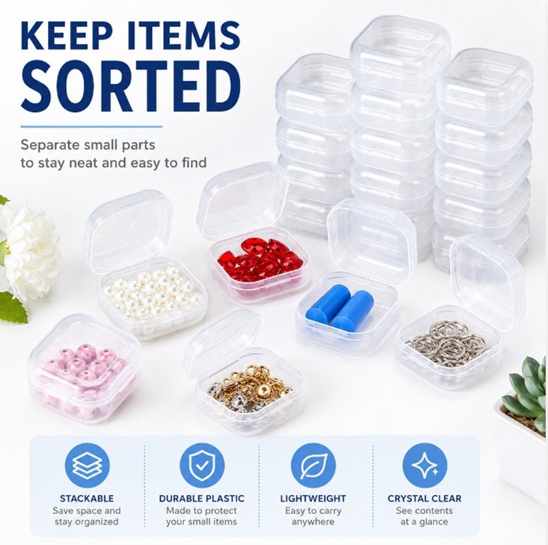 40 Pcs Small Plastic Storage Container Boxes Box DIY Coins Screws Jewelry Travel gallery
