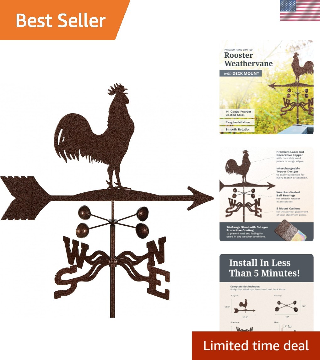 Weather-Resistant Rooster Weathervane - Quick Install, Limited Lifetime gallery