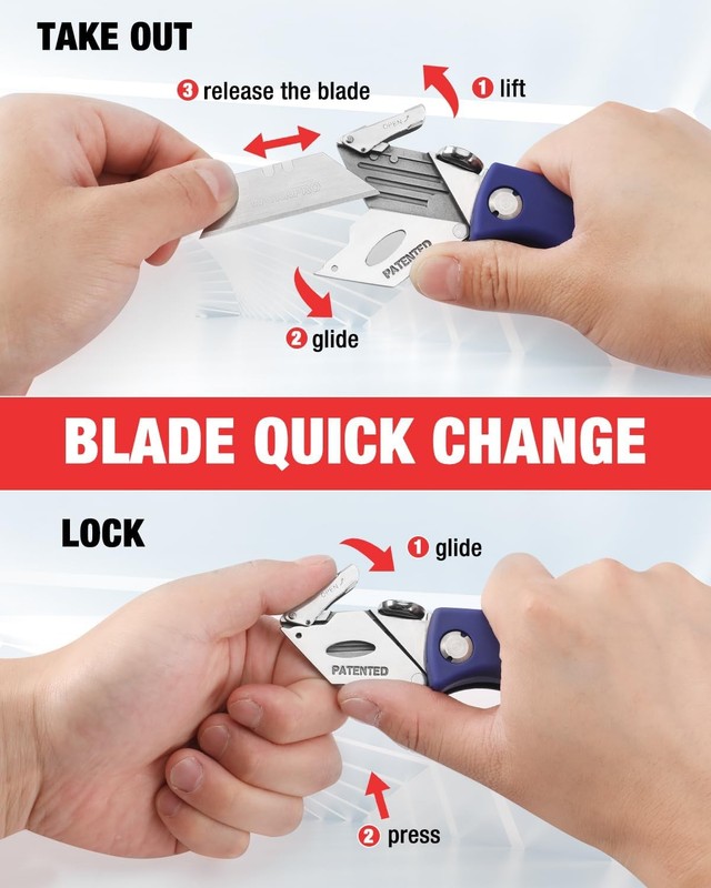 WORKPRO Folding Utility Knife 5PCS Extra Blade in Handle Quick-Change Box Cutter gallery