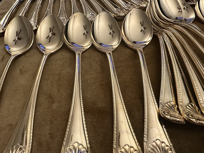 Gold Electroplate Shell Rope Flatware Set Made in Japan gallery