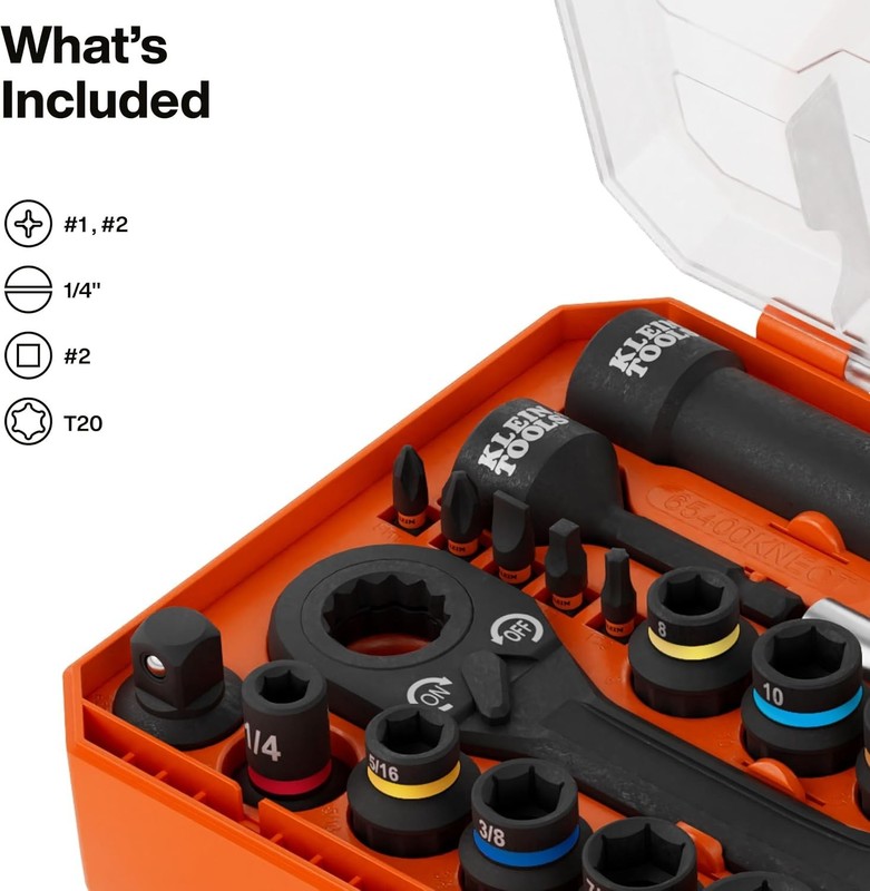 Klein Tools 65400KNECT KNECT Essential Pass Through Impact Socket Wrench Set gallery