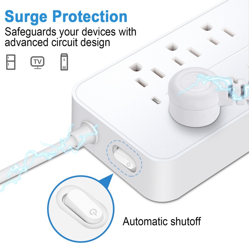 Multi Outlet Wall Mountable USB Surge Protector Power Strip 8 Outlet Plugs 12in1 gallery