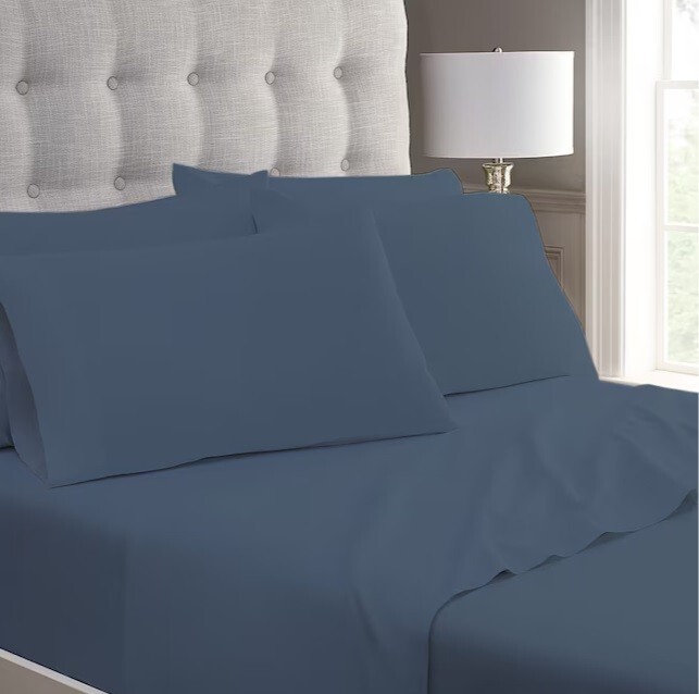 allen + roth Queen 800-Thread-Count Cotton Polyester Blend Blue Bed-Sheet gallery