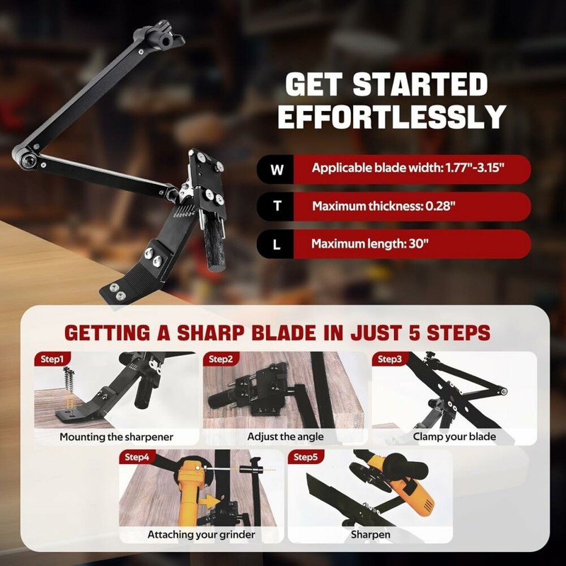 Lawn Mower Blade Sharpener Adjustable Balancer 15°- 45° For Straight & Standard gallery