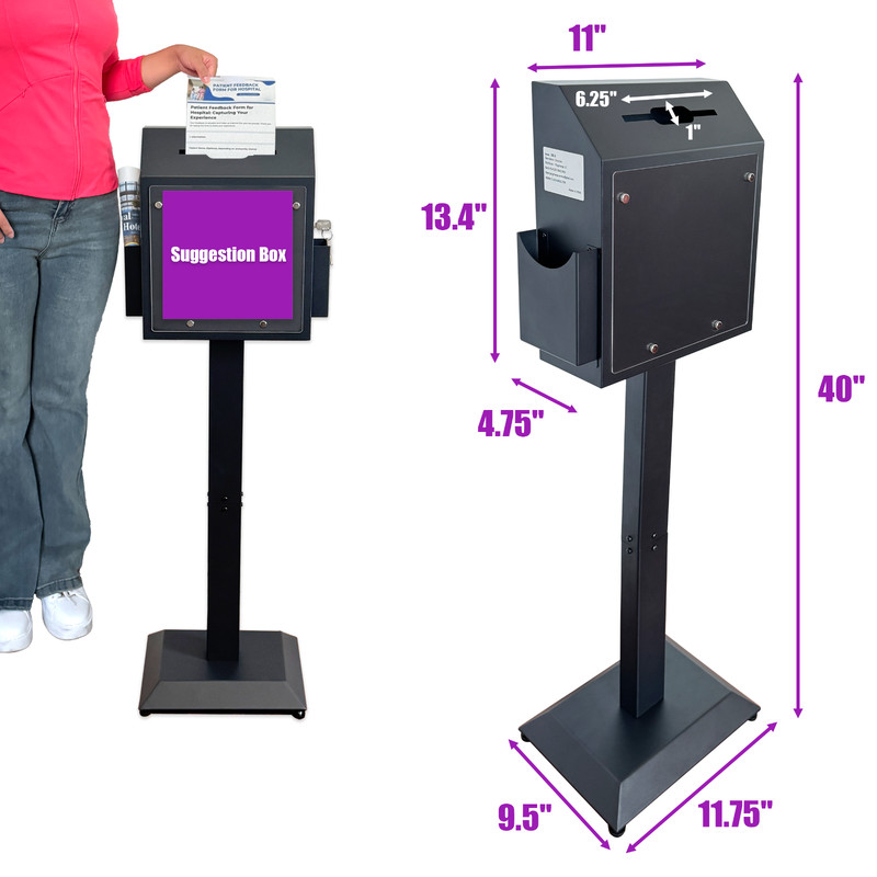 OPEN BOX Floor-Standing Offering Boxes with Key Lock, Suggestion Box with Stand gallery