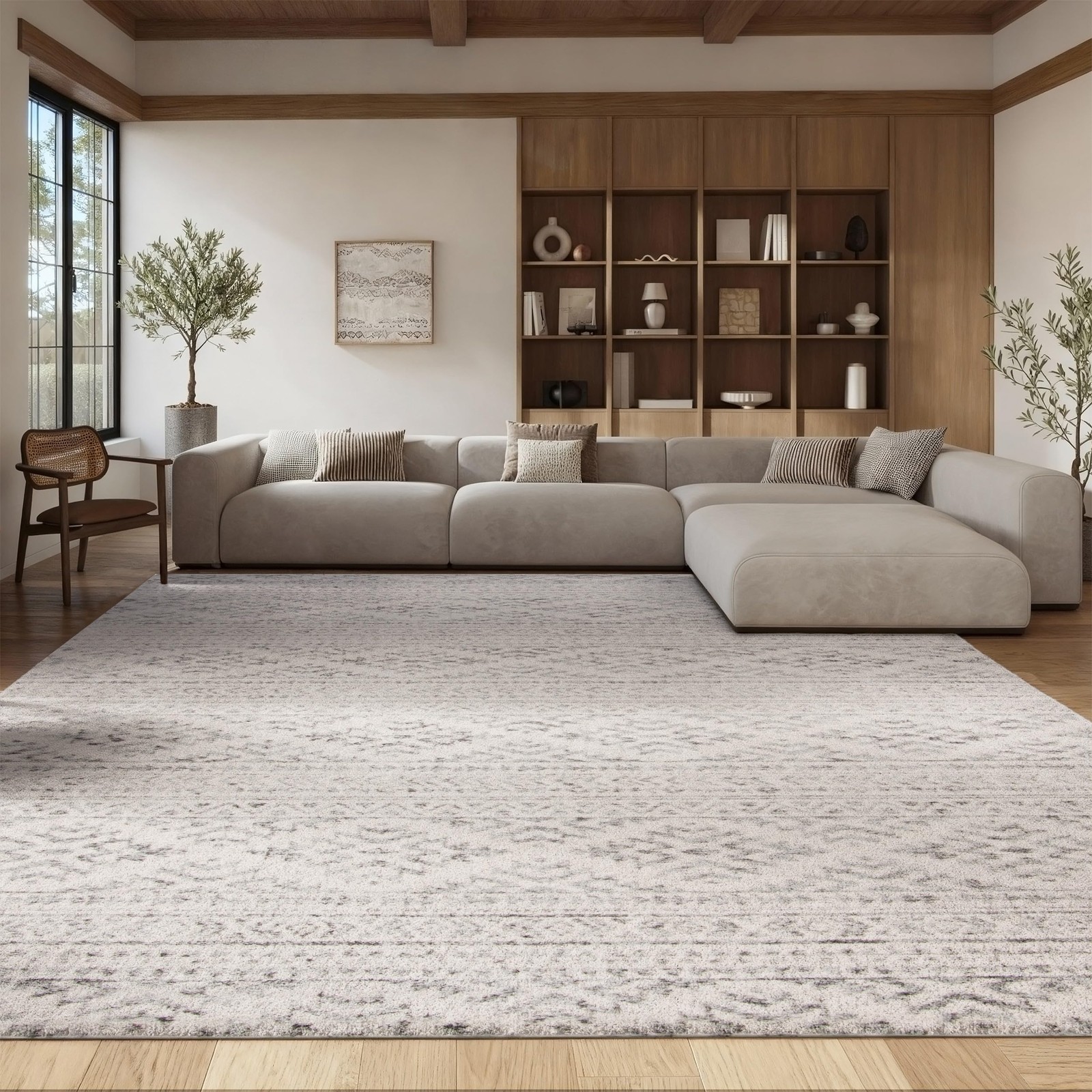 Area Rug 8x10 Tulum Moroccan Boho Ivory Grey Non Shedding SAFAVIEH TUL272A Large gallery