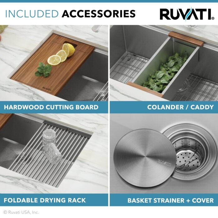 Ruvati 32-inch Workstation Undermount Single Bowl Kitchen Sink - RVH8301 gallery