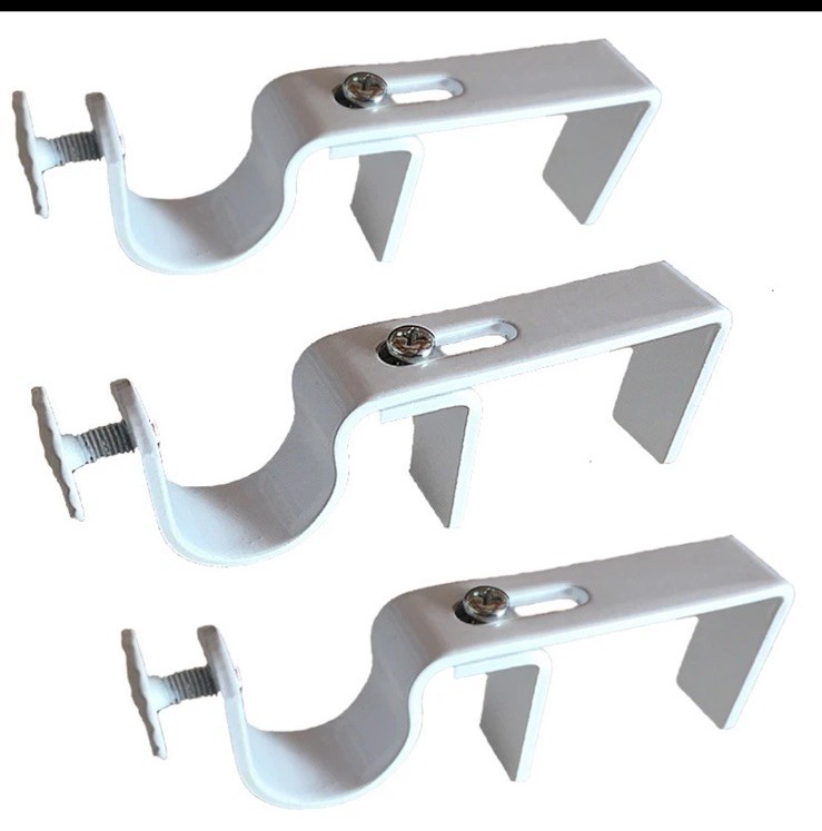 3 (Three) Silver NONO Brackets: Outside Mounted Curtain Rod On Vertical Blinds gallery