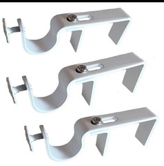 3 (Three) Silver NONO Brackets: Outside Mounted Curtain Rod On Vertical Blinds