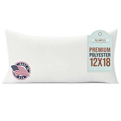 Premium Polyester Throw Pillow Insert - 12x18- Ultra Soft 12 Inch by 18 Inch