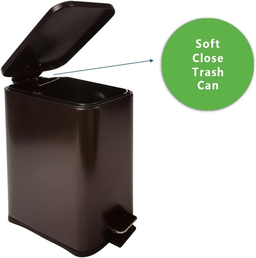 Stainless Steel Small Trash Can with Lid & Step Pedal - 5 Liters/1.3 Gallon Soft gallery