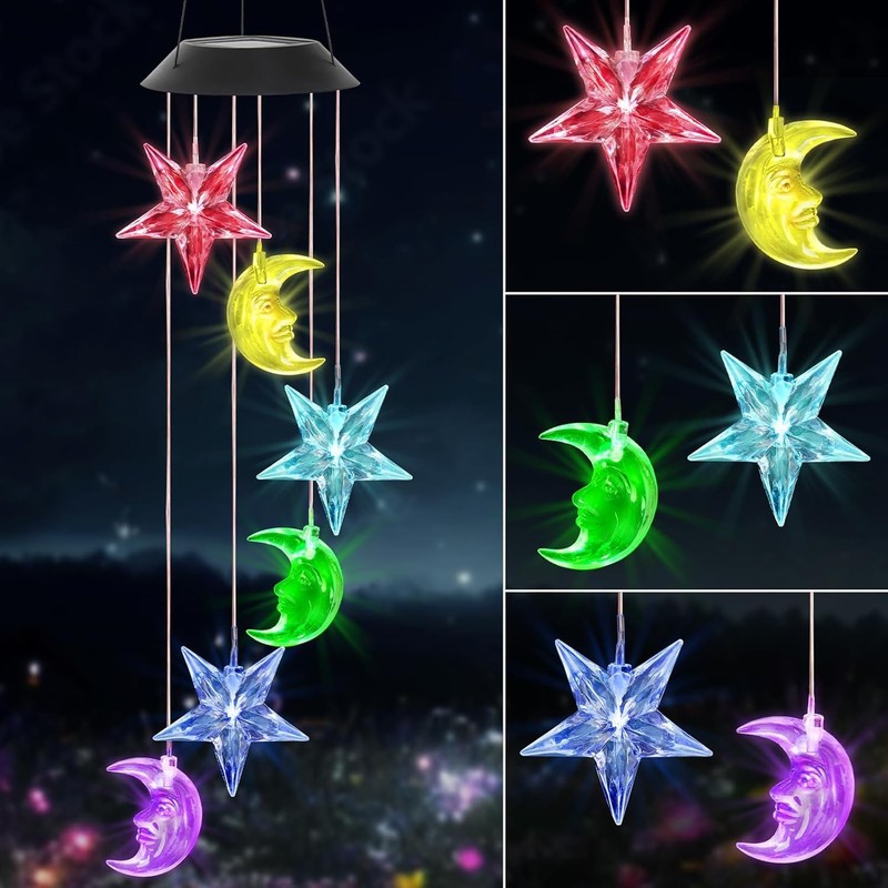Solar Powered LED Light Decor Wind Chimes Garden Hanging Colour Changing Outdoor gallery
