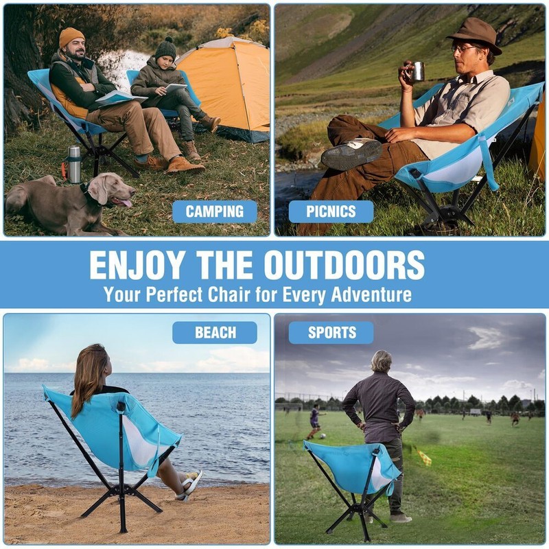 VILLEY 2-Pack Portable Folding Camping Chair No Assembly Quick Setup 330LBS Load gallery