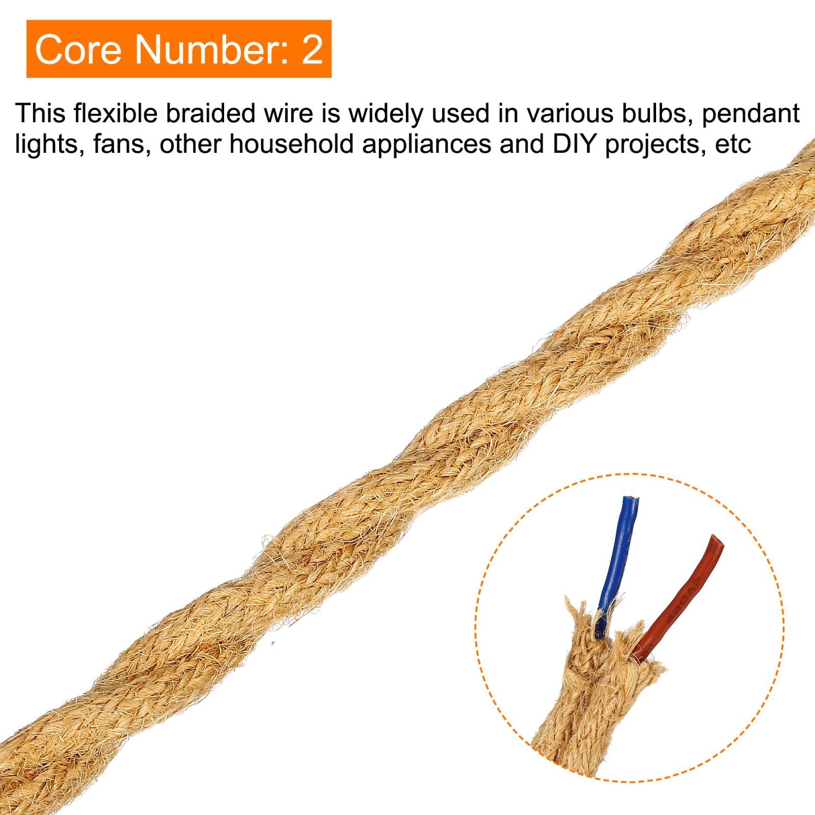 Twisted Cloth Covered Wire 2 Core 18AWG 5m/16.4ft,Electrical Cable,Khaki gallery