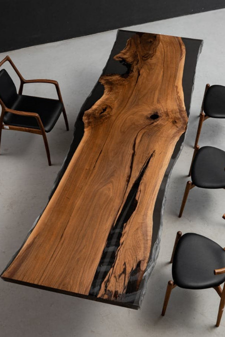 Live Edge Walnut Epoxy River Table | Handmade Luxury Solid Wood Furniture table gallery