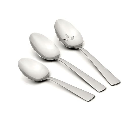 ONEIDA NOCHA EVERYDAY FLATWARE SERVING SPOONS 18/0 STAINLESS STEEL, 3PC SET gallery