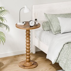 Modern Round Side Table,Accent End Table with Solid Wood Spindle,Small Drink