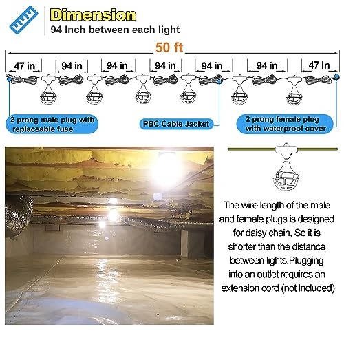 50FT Construction String Lights, 85W 8000ML Led String Work Light, 1 pack gallery