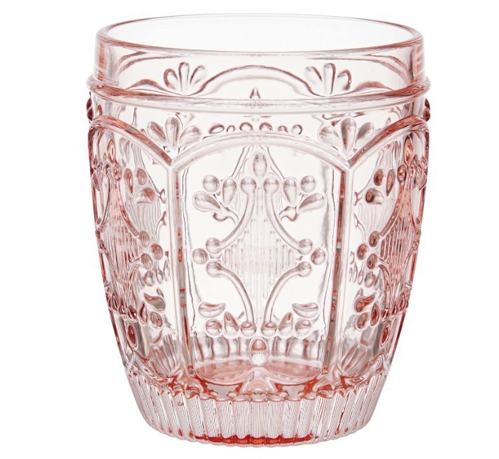 Fitz and Floyd Trestle Rocks Double Old Fashioned Set of 4 Drinking Glass Blush gallery