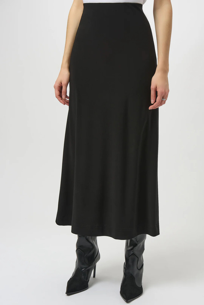 Joseph Ribkoff Black Pull On Back Slit Maxi Skirt 254018