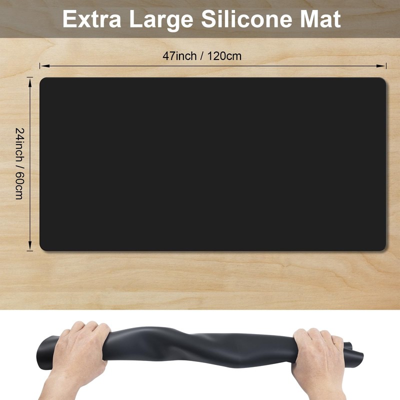 Silicone Table Protector Mat 47x24 In Heat Resistant Non-Slip Waterproof Black gallery