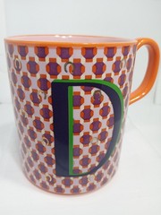 LETTER “D” MONOGRAM MUG. INITIAL “D” COFFEE MUG. ANTHROPOLOGIE MUG. B400