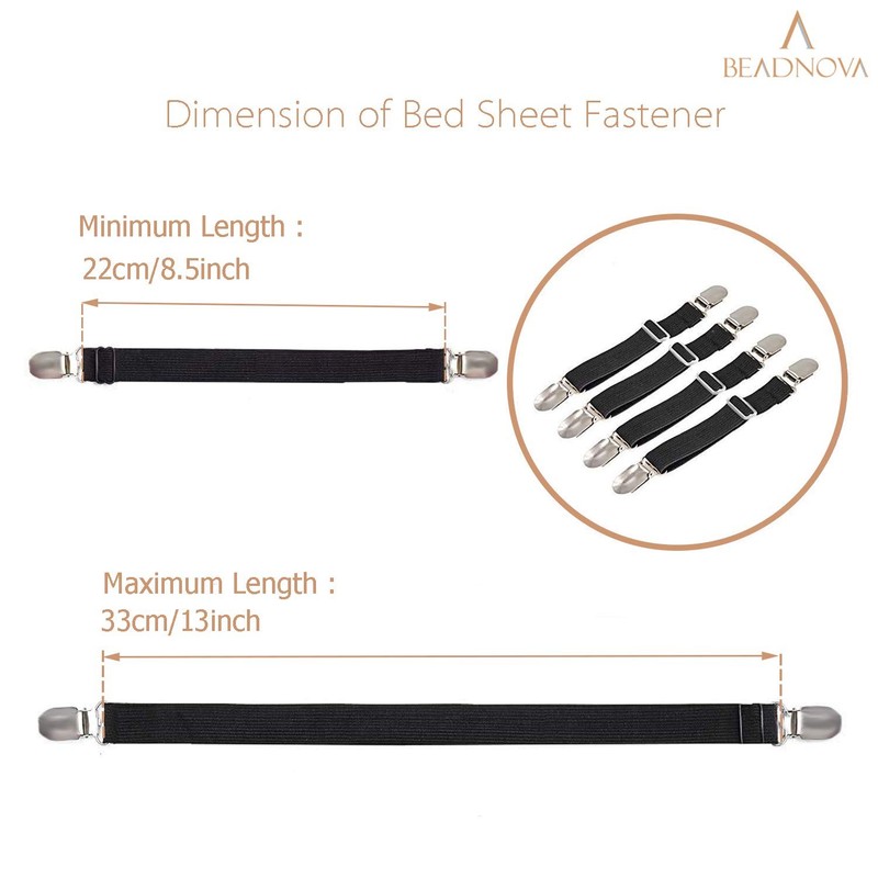 Beadnova Bed Sheet Straps 4 Pcs Bed Sheet Holders Fitted Sheet Clips Adjustable gallery