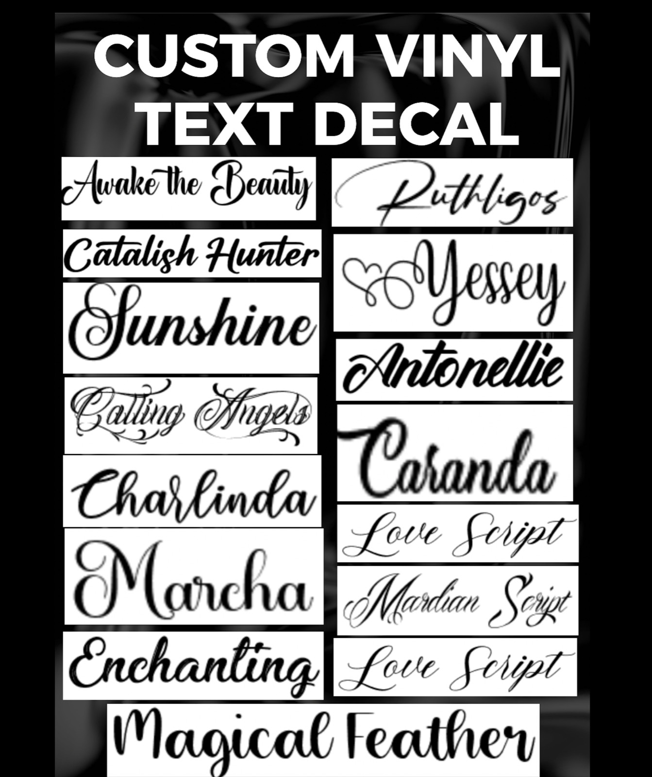 Cursive Custom Text Vinyl Decal Sticker Script | Personalized Lettering Fancy- gallery