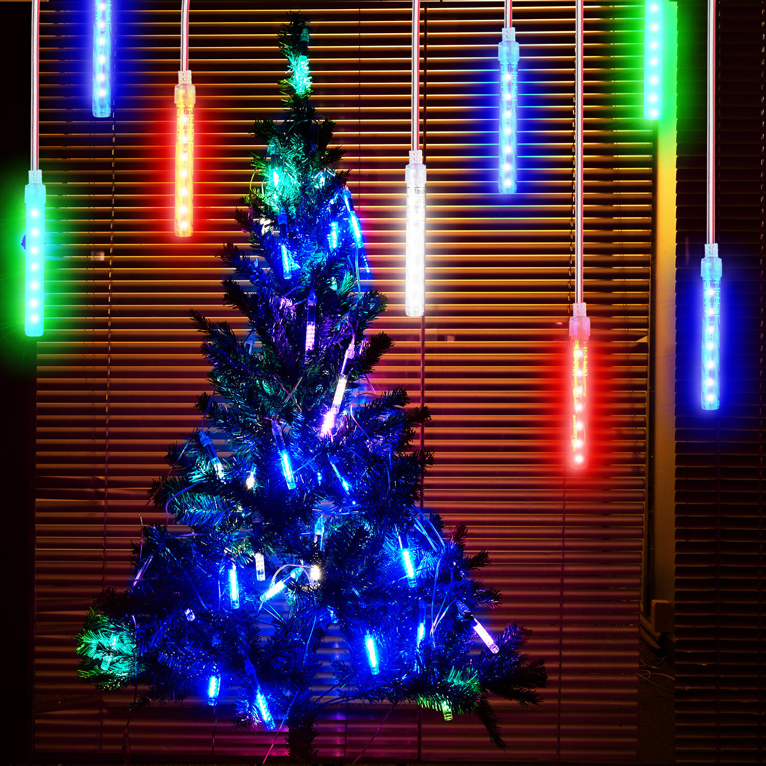 10 30 50cm LED Lights Meteor Shower Rain Drop 8/10 Tube Christmas Tree Outdoor gallery