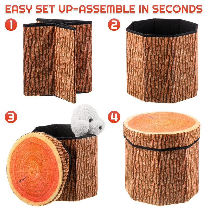 Amylove 3 Pack Tree Stump Storage Stool 12 x 12 Inch 12x12 inches, Classic gallery