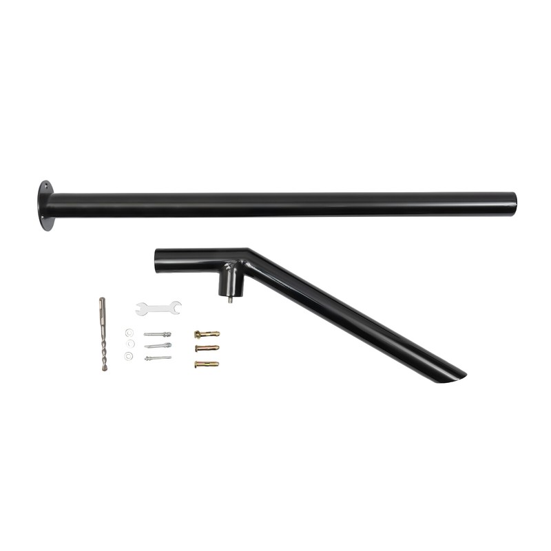 Outdoor Stair Railing Step Handrail Metal Rail For 2 to 3 Steps Grab Post Black gallery