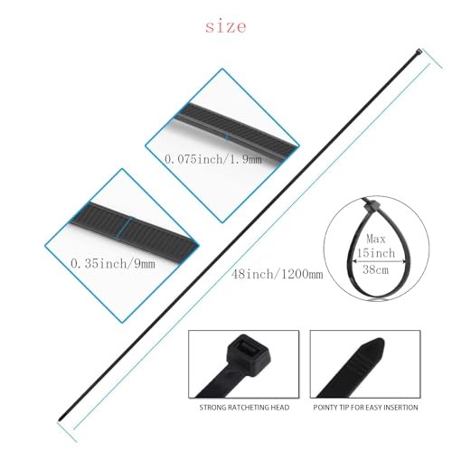 48 Inch Extra Long Zip Ties Heavy Duty For Outdoor Use,175 Pounds Tensile gallery