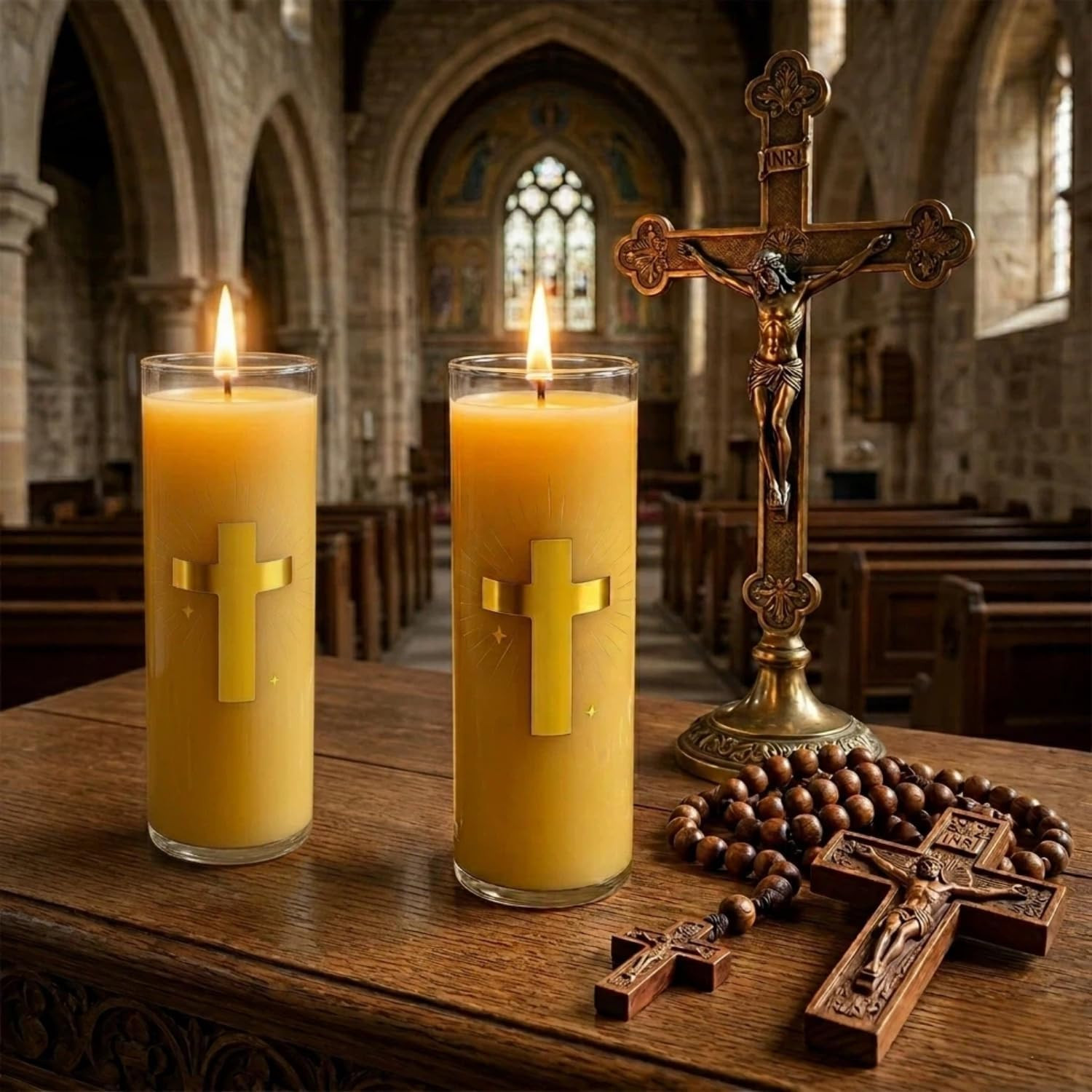 Pure Beeswax Prayer Candles – 2 Glass Jars, 80 Hours Each, Unscented Pillar Cand gallery