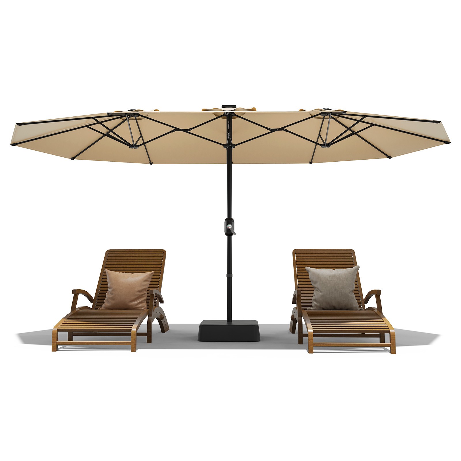 15ft Large Patio Umbrellas Outdoor Double-Sided Large Market Umbrella with Base gallery