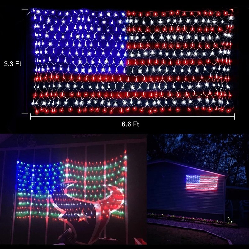 American Flag String Lights Waterproof Led Flag Net Light with 420 Super Bright* gallery